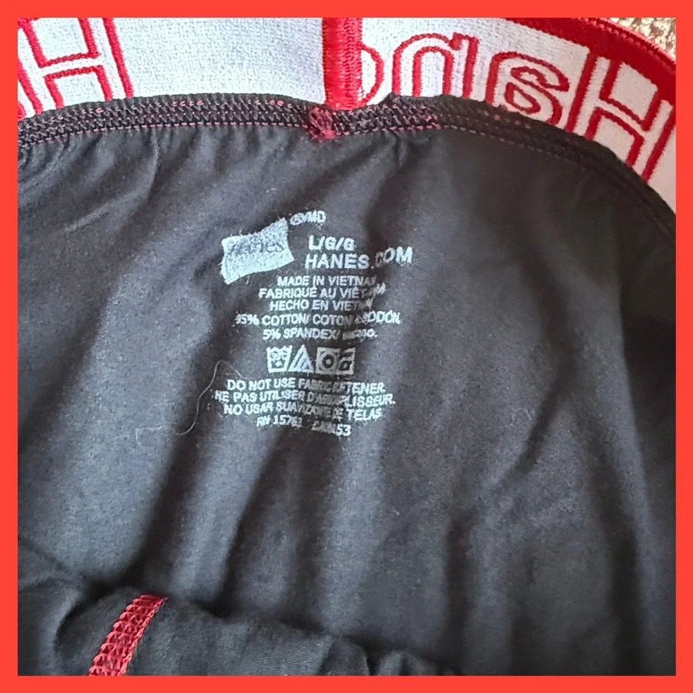Hanes Mens Boxer Briefs Lot of 2 Black Cotton Stretch Contrast Stitch Size Large